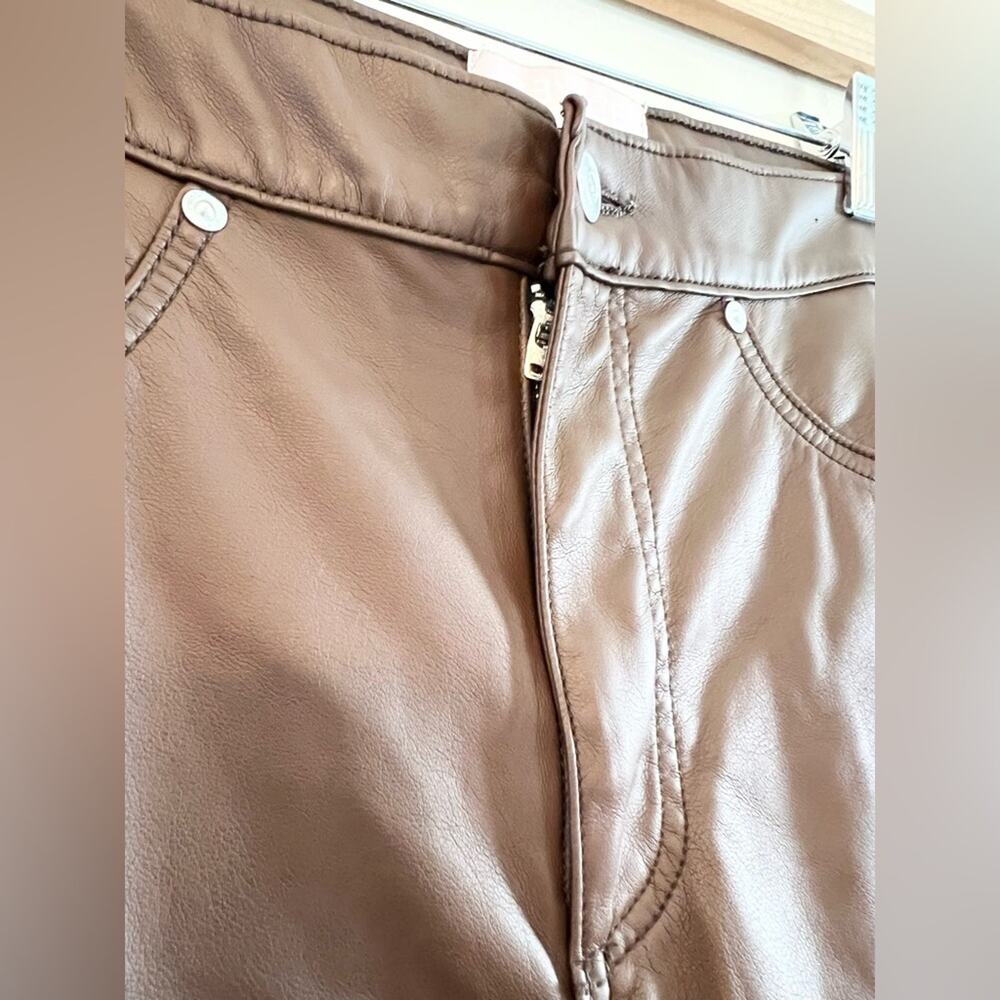 Revive revolve brown faux leather 909 High Street pants straight flare fall - Picture 6 of 15